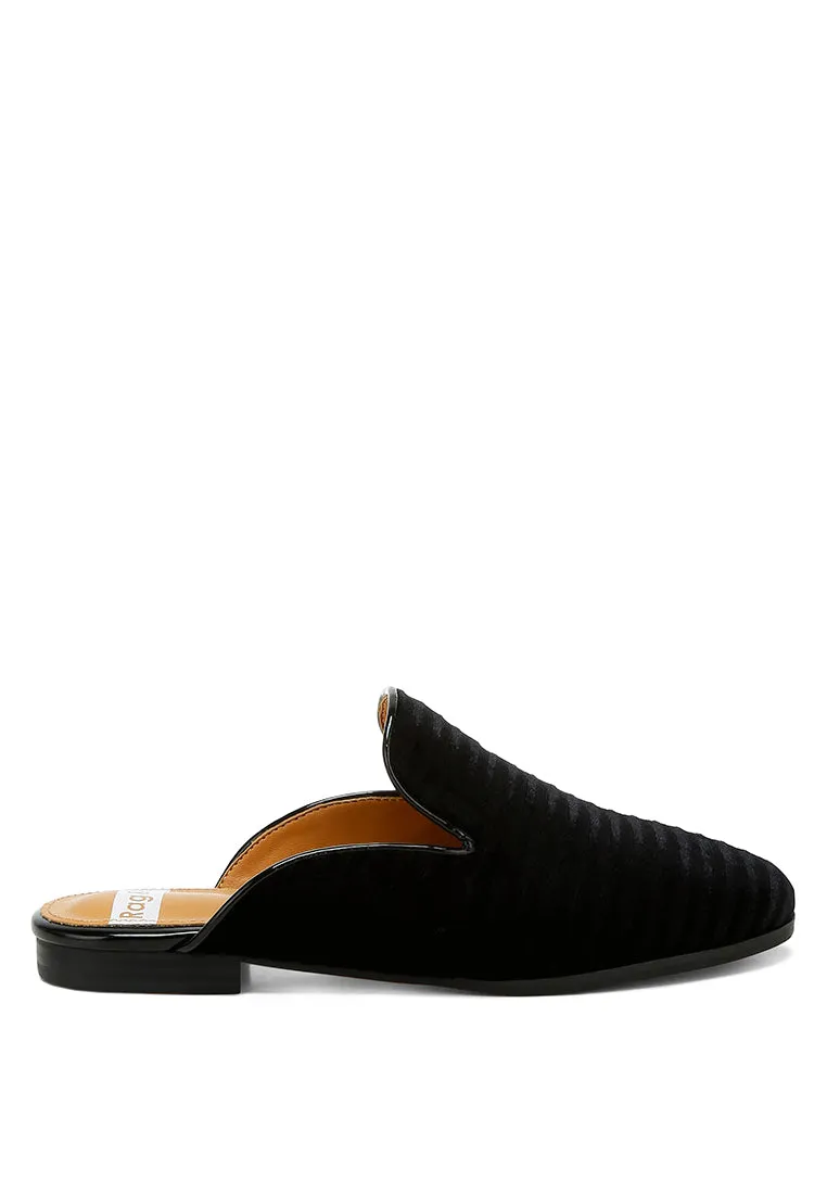 Velvet Textured Slip On Mules By RUW