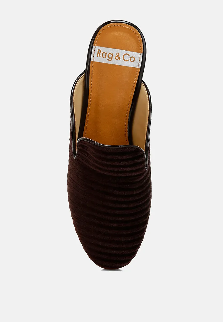 Velvet Textured Slip On Mules By RUW