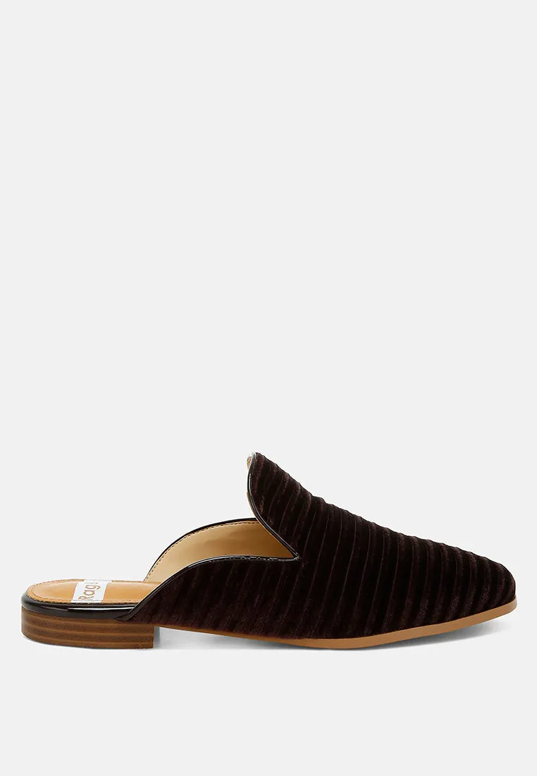 Velvet Textured Slip On Mules By RUW