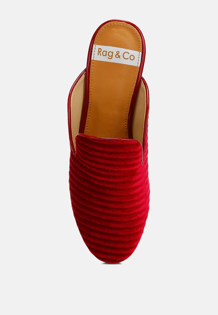 Velvet Textured Slip On Mules By RUW