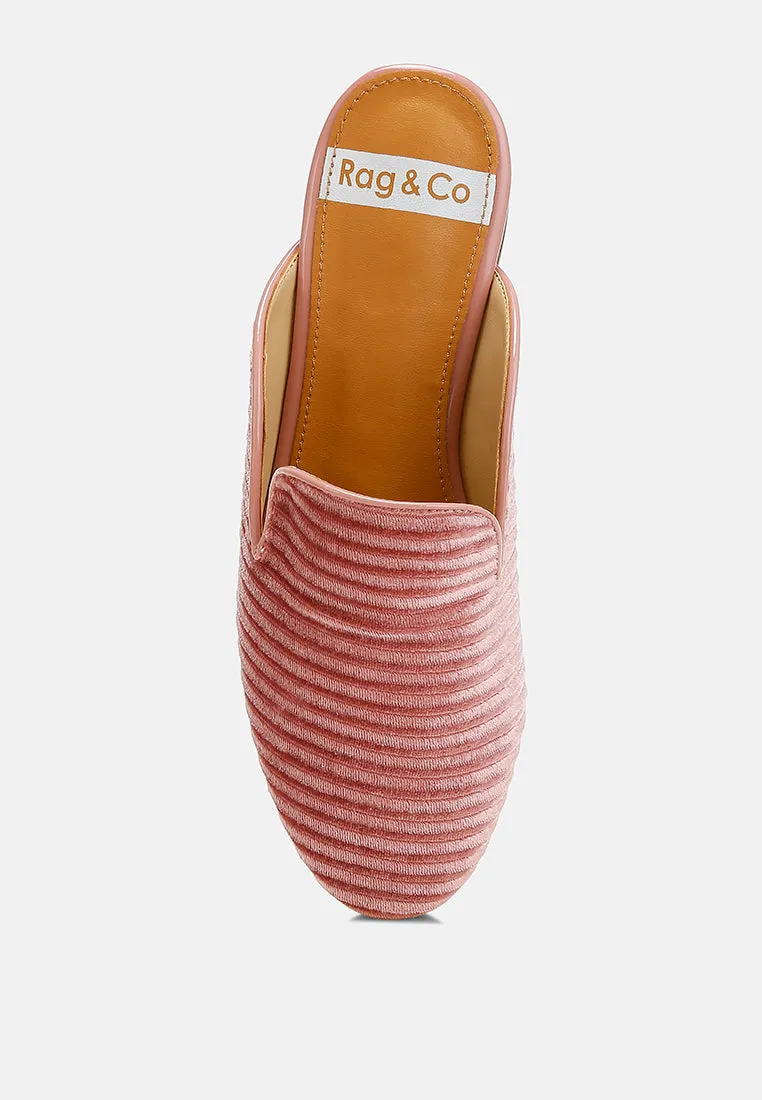 Velvet Textured Slip On Mules By RUW