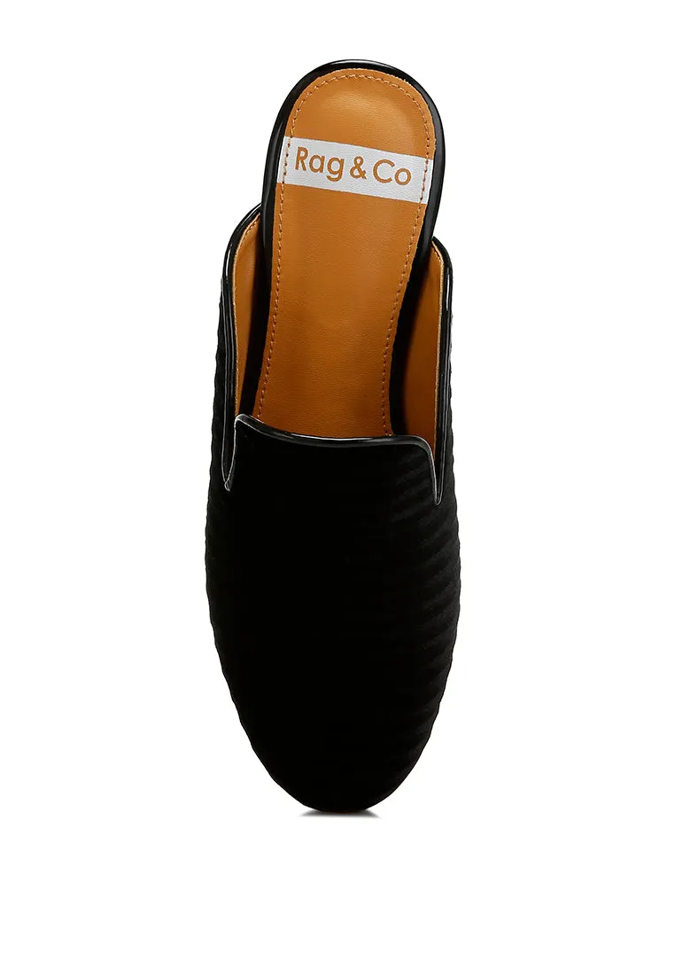 Velvet Textured Slip On Mules By RUW