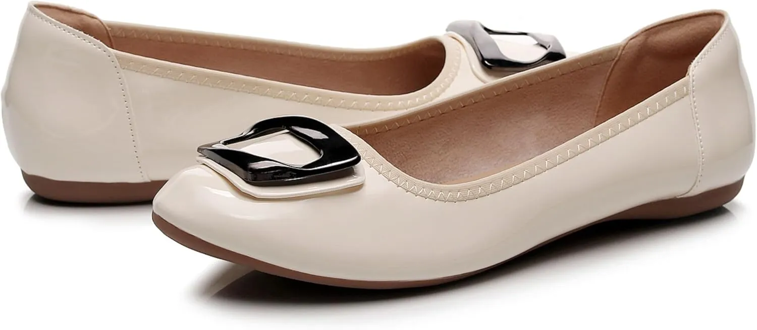 VenusCelia Women's Buckle Dance Flats Shoe