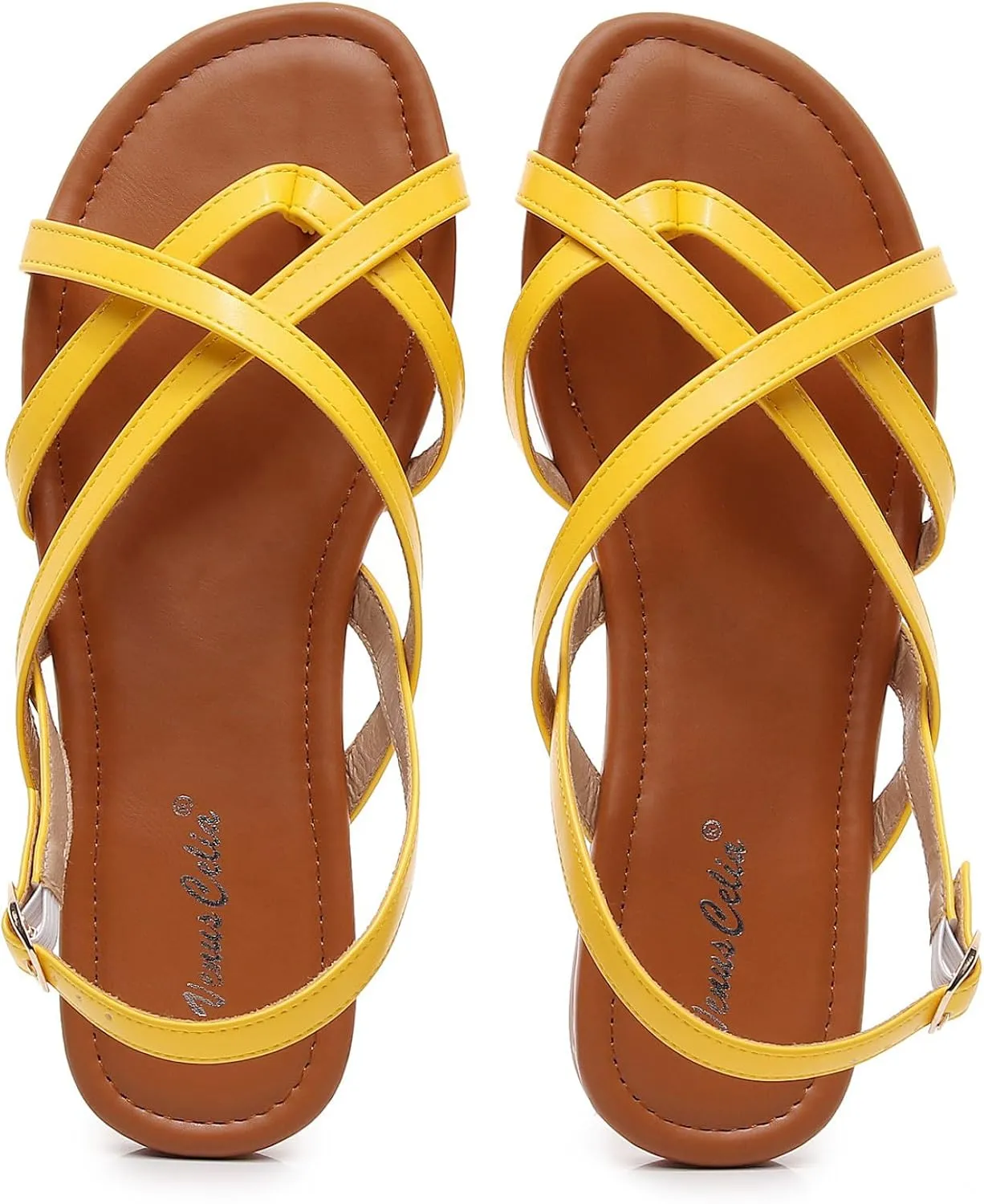 VenusCelia Women's X-Band Strap Flat Sandal