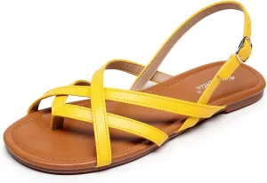 VenusCelia Women's X-Band Strap Flat Sandal