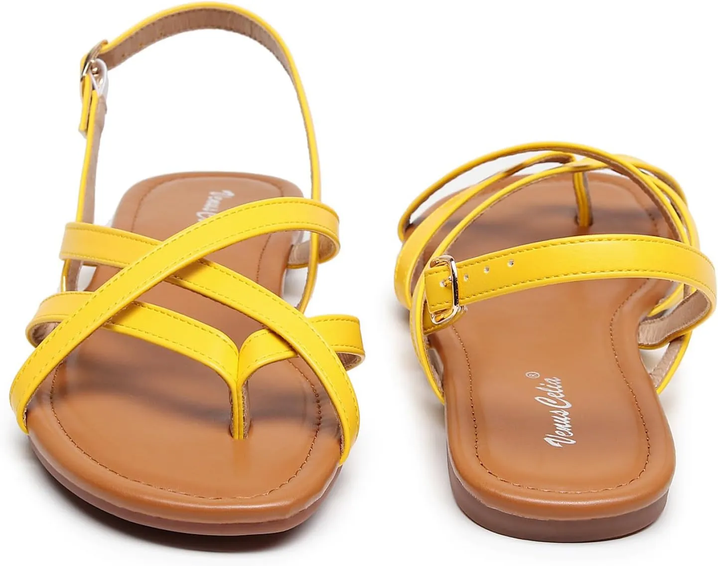 VenusCelia Women's X-Band Strap Flat Sandal