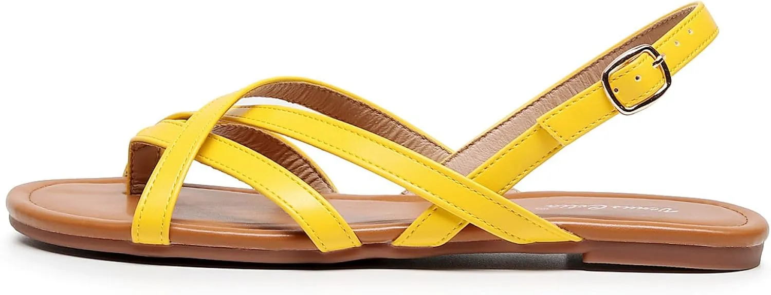 VenusCelia Women's X-Band Strap Flat Sandal