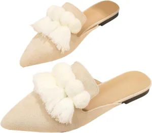 Verdusa Women's Dress Shoes Slip On Flats Comfortable Pointed Toe Mules Dressy Casual Loafers Shoes