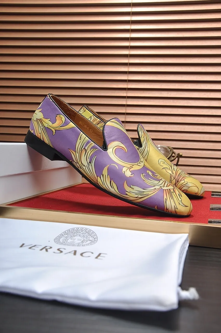 Versace-inspired Purple Baroque Print Loafer