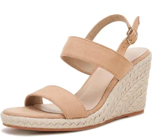 VETASTE Womens Espadrille Wedge Sandals Heels Open Toe Platform High Heeled Ankle Strap Buckle Dress Wedges Shoes