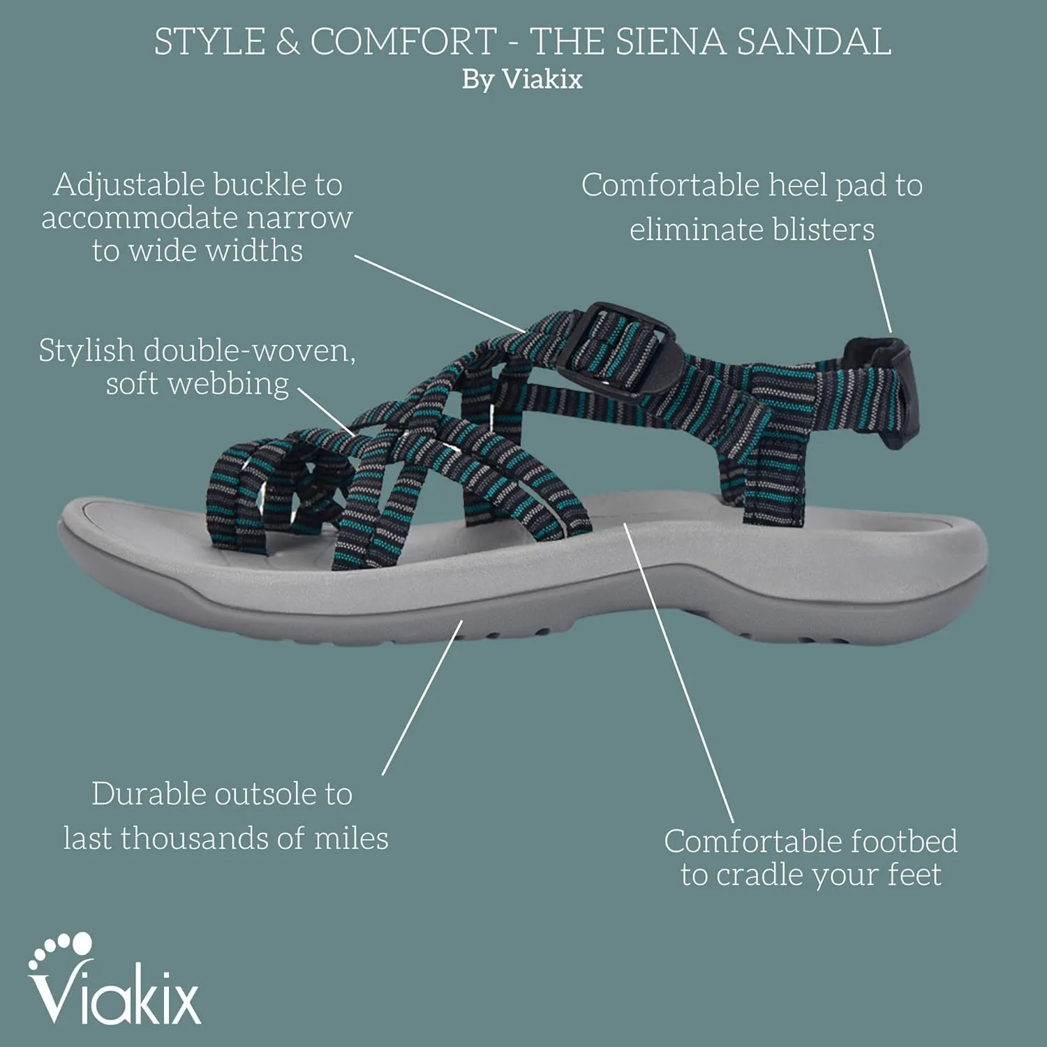 Viakix Womens Walking Sandals: Cute Stylish Comfy Athletic Sport Outdoor Hiking Sandal for Trekking Water Outdoor Beach With Arch Support for Womens Ladies