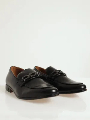 Villani Metal Trim Stitched Apron Slip On Loafer - Black