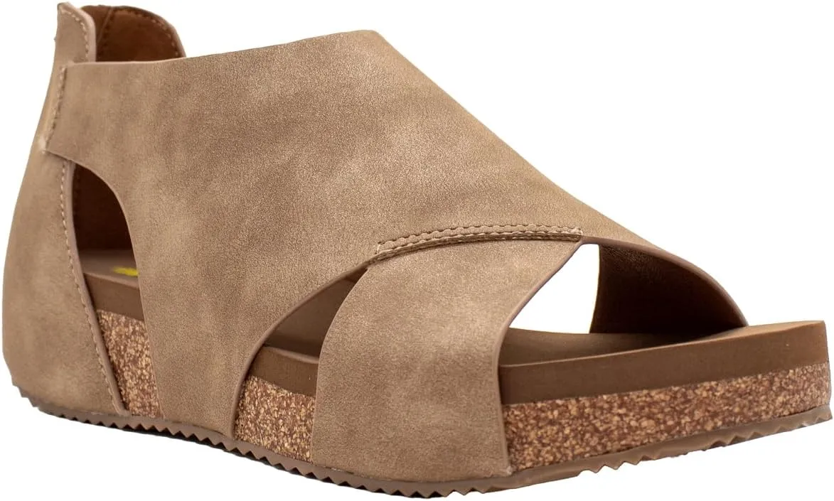 VOLATILE Womens Barstow Ankle Strap Strappy Casual Sandals Casual Low Heel 1-2" - Brown