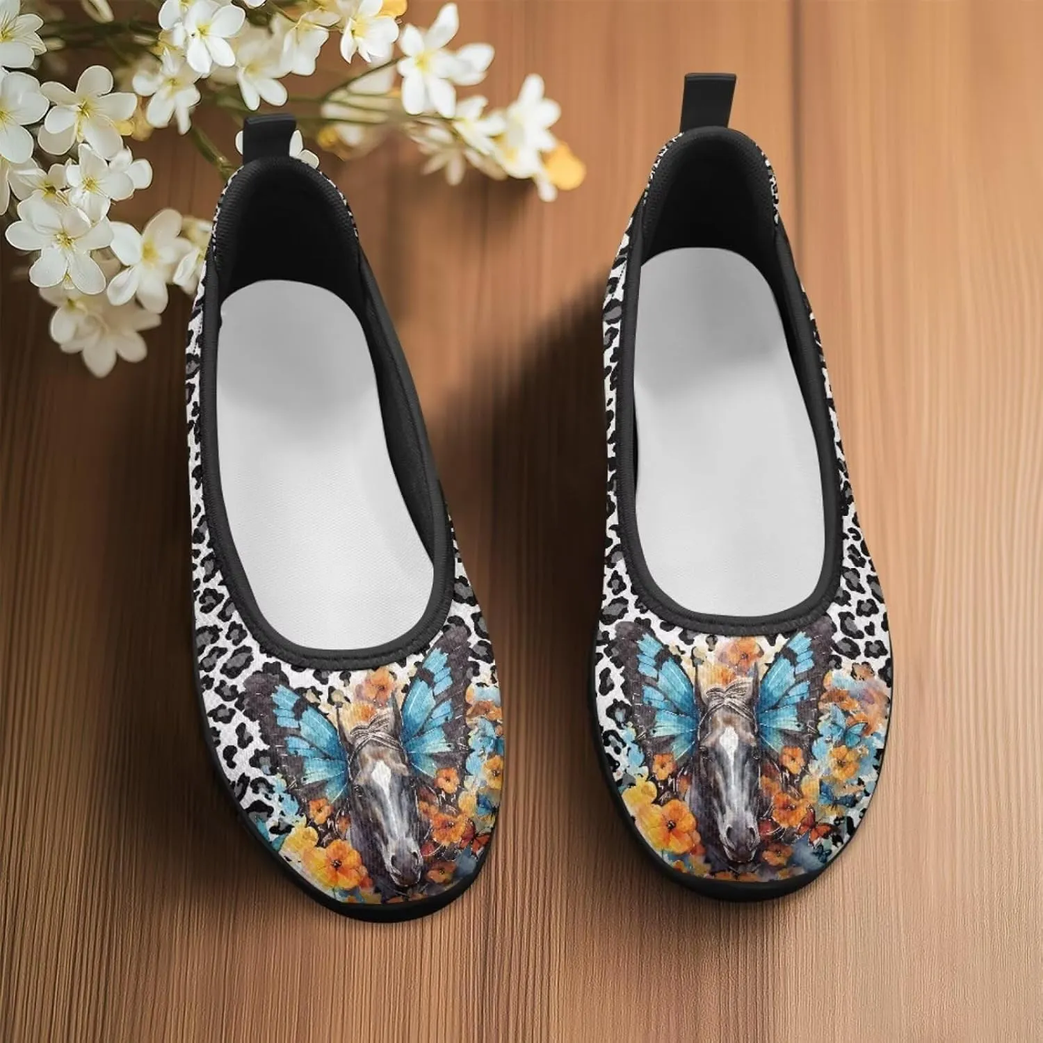 Walking Loafers Sneakers Horse Flats Womens Low Cut Shoes Casual Workout Office Comfort Low Cut Shoe Lightweight Mesh Athletic Sneaker