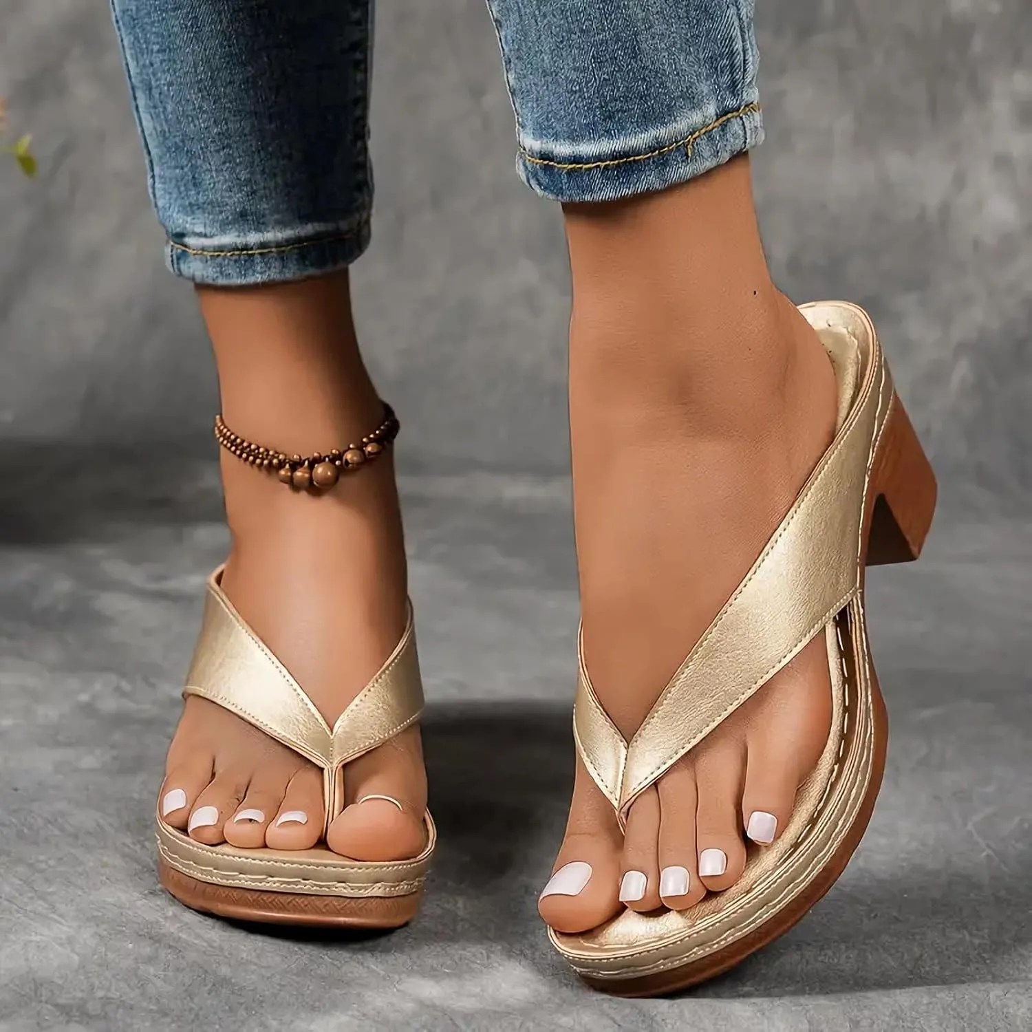 Wedges for Women 2025, Chunky Heel Sandals Slip on Open Toe Square Toe Comfortable Chunky Heeled Sandals Mules for Women for Long Walk Casual Shoes Dressy