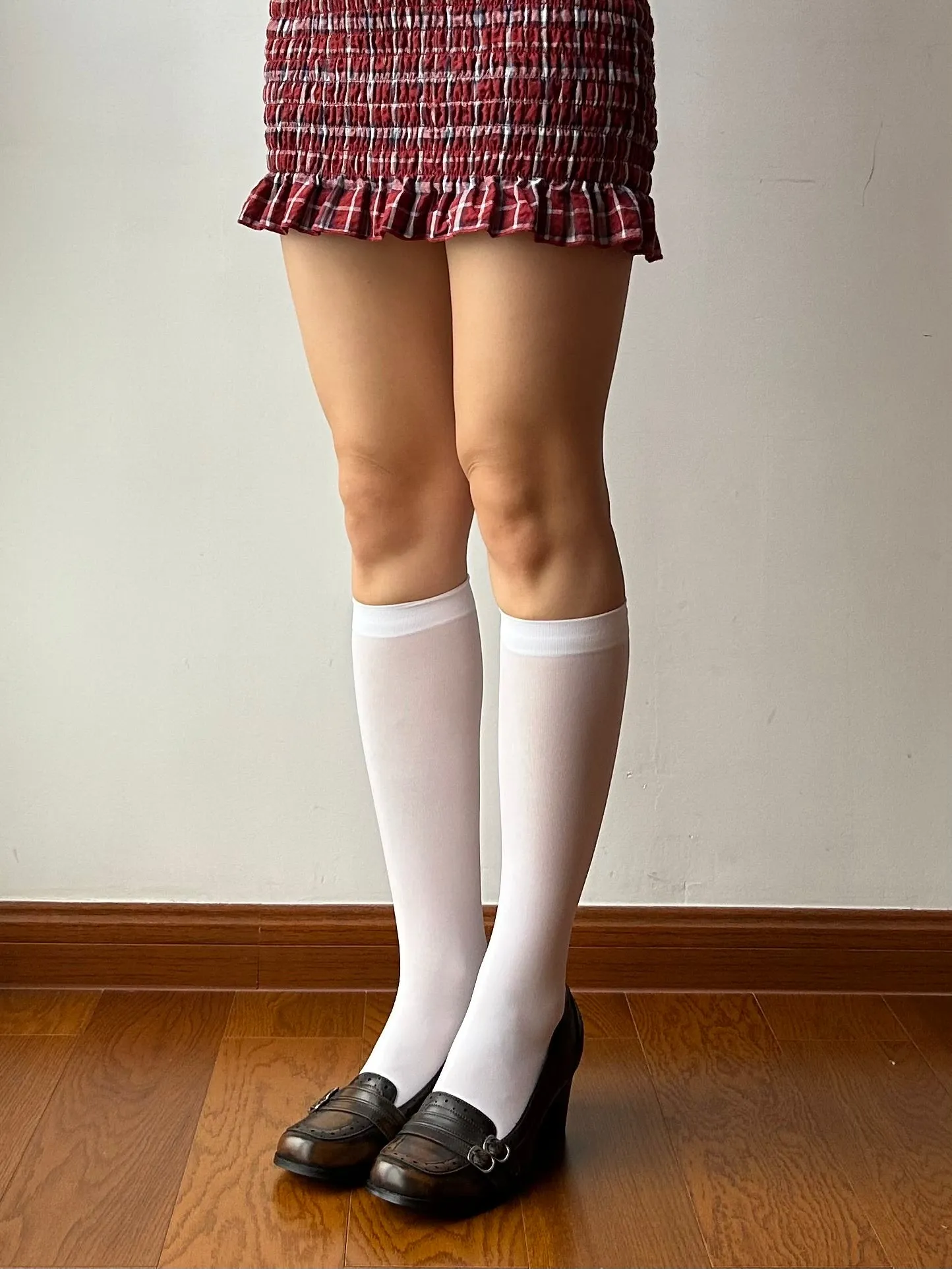 White Velvet Knee High Socks