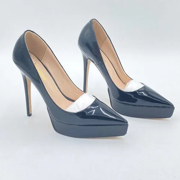 Wo Wagas Black Classic Pumps Platform High Heel Pointed Toe Slip On Shoe