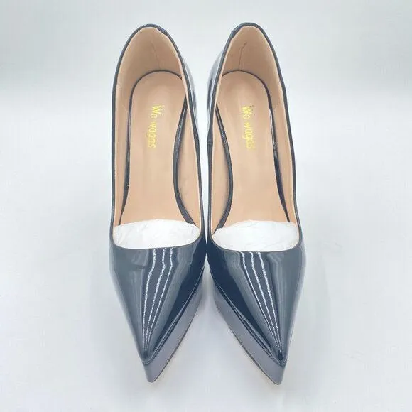 Wo Wagas Black Classic Pumps Platform High Heel Pointed Toe Slip On Shoe