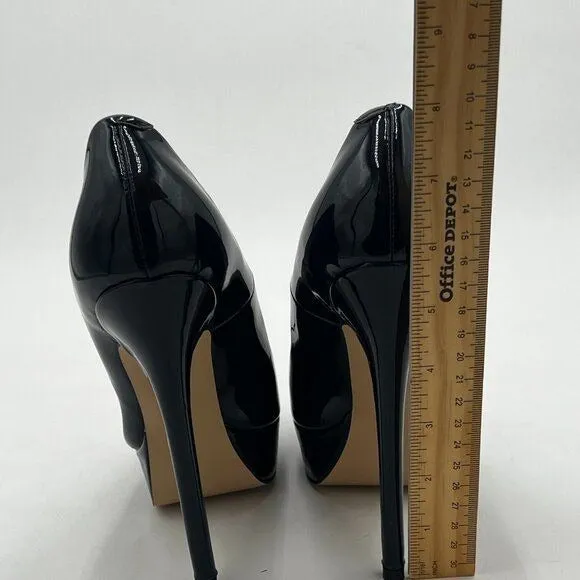 wo wagas Black Pumps Platform High Stiletto Heel Pointed Toe Slip On Shoes