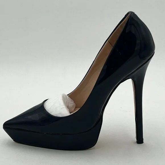 wo wagas Black Pumps Platform High Stiletto Heel Pointed Toe Slip On Shoes
