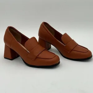 Wo wagas Brown Classic Pumps Block Mid Heels Square Toe Dressy Loafers