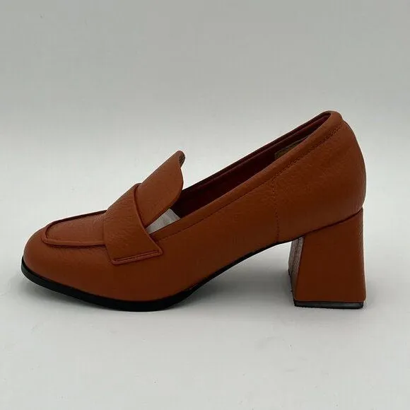Wo wagas Brown Classic Pumps Block Mid Heels Square Toe Dressy Loafers