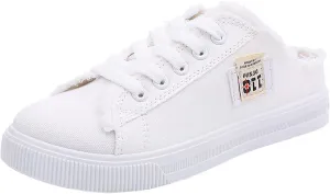 Women Canvas Mules Slip on Sneaker Fashion Comfortable Solid Canvas Slippers Casual Shoes for Women