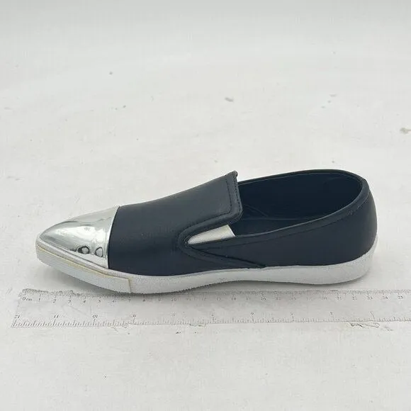 Women Classic Contrast Stitching Pumps Point Closed Metal Toe Slip On Loafers Fl