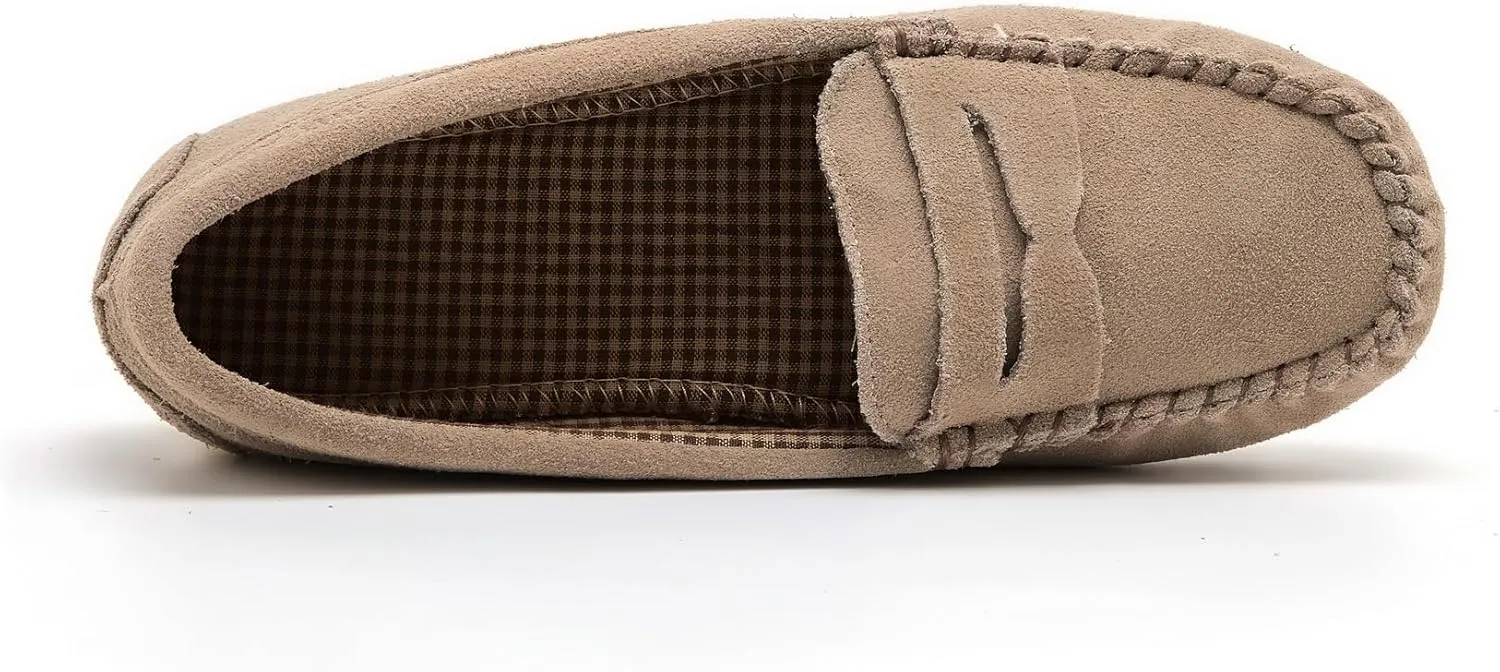 Women Flats Indoor & Outdoor Slippers Confort Slippers for Women Memory Foam Shoes Business Casual Moccassins Penny Loafer Slip On Flats Moc (Grey/Brown, Classic/Fur, US 6-10)