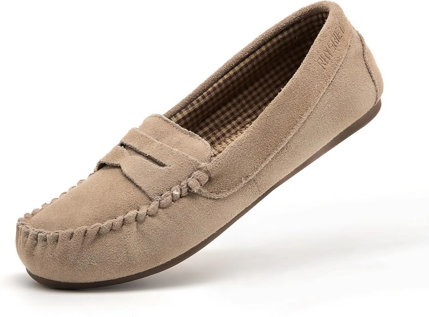 Women Flats Indoor & Outdoor Slippers Confort Slippers for Women Memory Foam Shoes Business Casual Moccassins Penny Loafer Slip On Flats Moc (Grey/Brown, Classic/Fur, US 6-10)