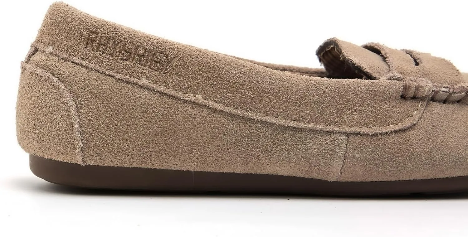 Women Flats Indoor & Outdoor Slippers Confort Slippers for Women Memory Foam Shoes Business Casual Moccassins Penny Loafer Slip On Flats Moc (Grey/Brown, Classic/Fur, US 6-10)