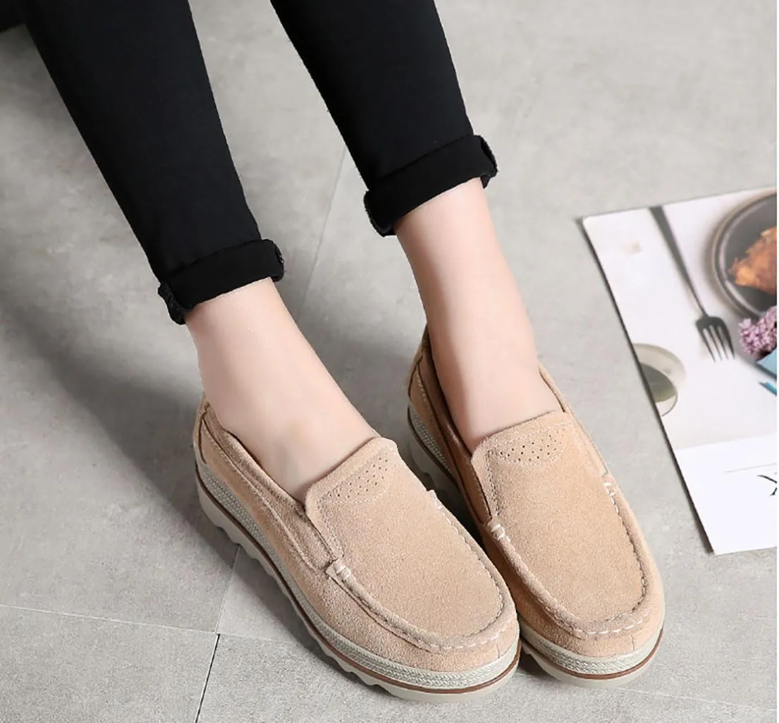 Women's Artificial Leather Casual Comfortable Soft Loafer Retro Ladies Comfort Slip-On Fashion Boat Shoes Classic Flat Block for Running Travel Work Street Wedding Party Night Club