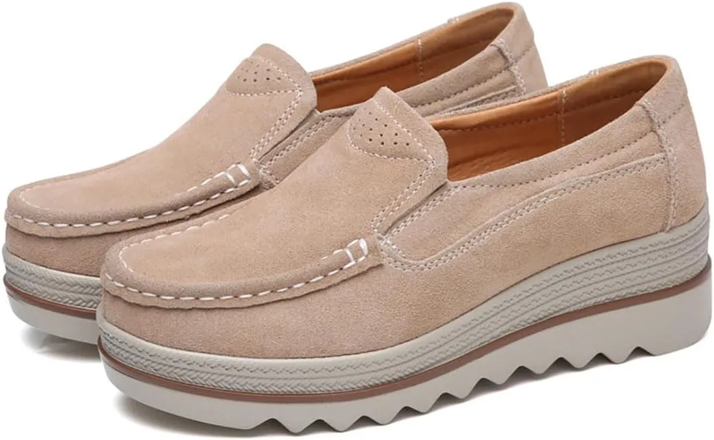 Women's Artificial Leather Casual Comfortable Soft Loafer Retro Ladies Comfort Slip-On Fashion Boat Shoes Classic Flat Block for Running Travel Work Street Wedding Party Night Club