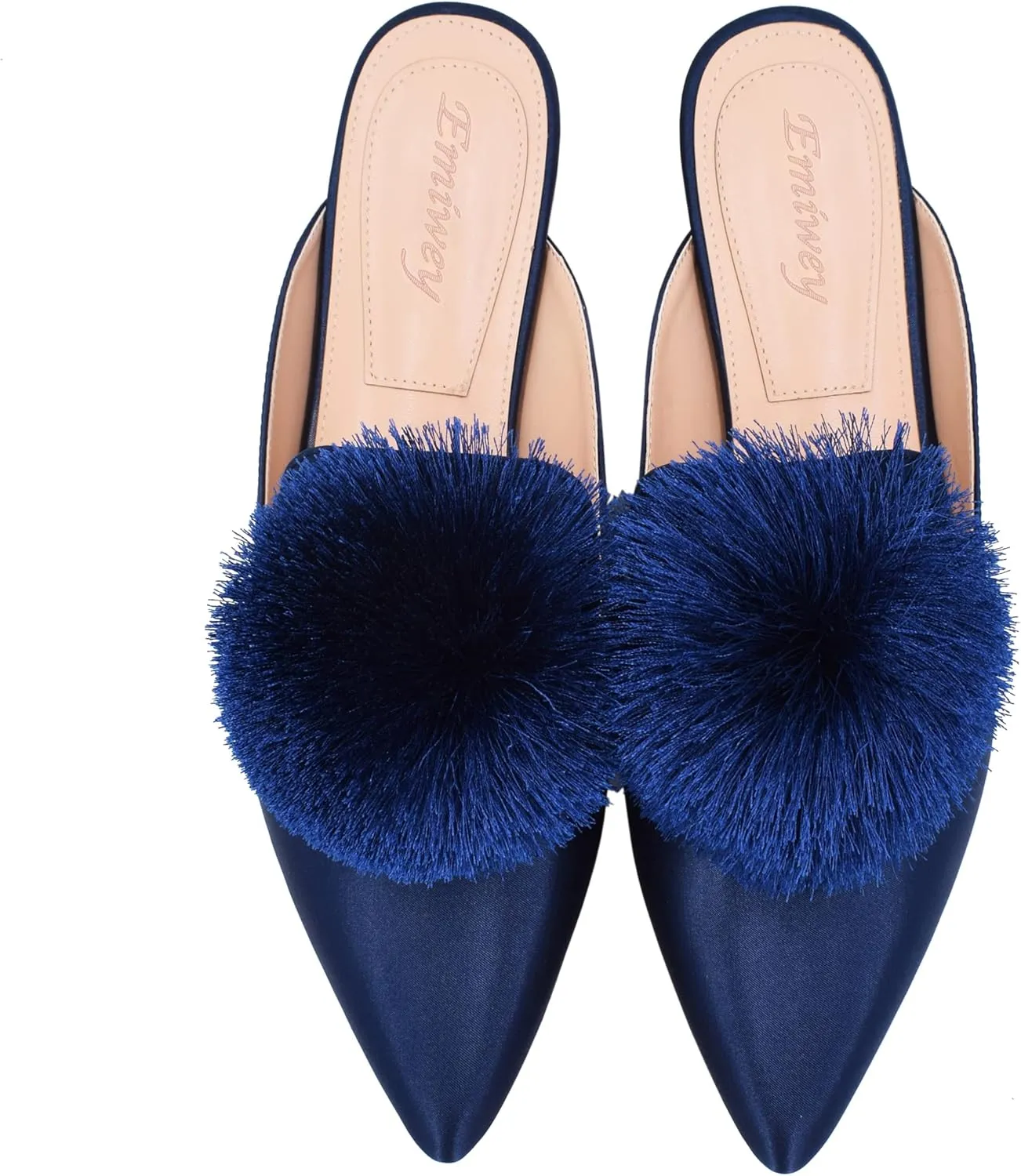 Women's Backless Comfort Slip On Loafers Flats Cute Pom Pom Mule Slippers Casual Shoes
