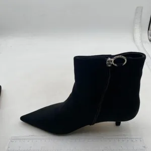 Womens Basic Kitten Heeled Ankle Boot Closed Pointed Toe Low Heel Short Booties