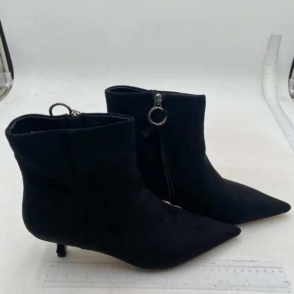 Womens Basic Kitten Heeled Ankle Boot Closed Pointed Toe Low Heel Short Booties
