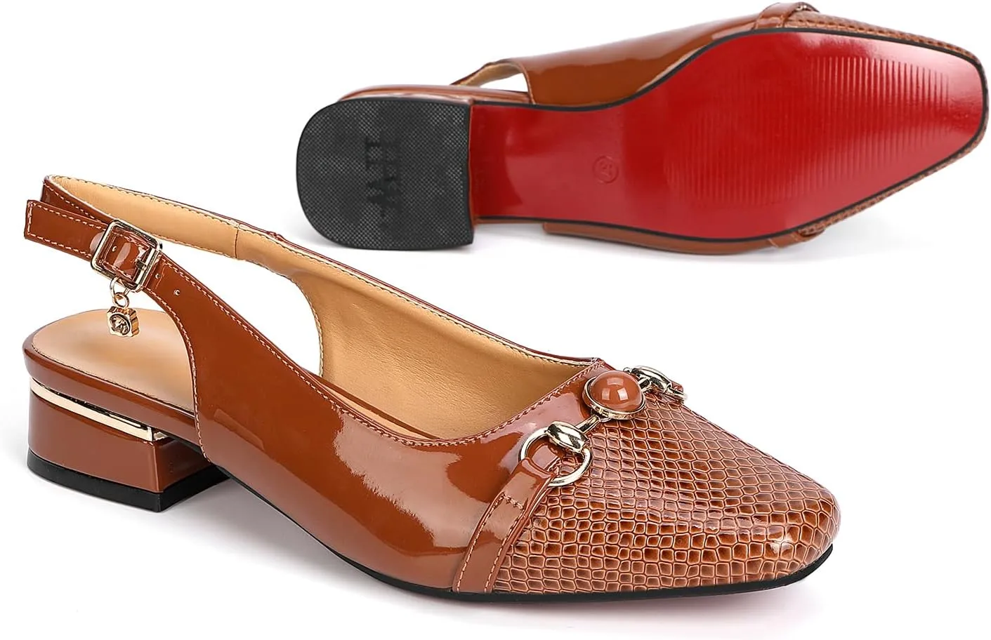 Women's beautifully embellished buckle high heels, open heel non-slip platform high heel, closed toe pointed ankle strap elegant high heels, suitable for any formal occasions
