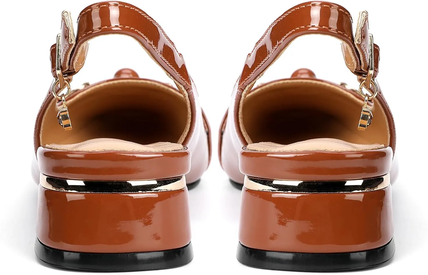 Women's beautifully embellished buckle high heels, open heel non-slip platform high heel, closed toe pointed ankle strap elegant high heels, suitable for any formal occasions