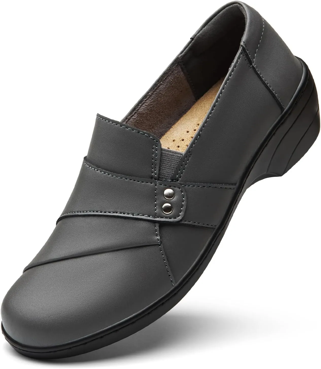 Women's Comfortable & Lightweight Leather Loafers Slip-Ons Stylish Business Casual Dress Shoes Work Office Everyday Walking Shoes for Women