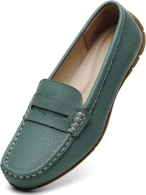 Women's Comfortable & Lightweight Leather Penny Loafers Slip-Ons Cute Business Casual Dress Shoes Work Office Flats Everyday Walking Shoes Driving Mocs for Women