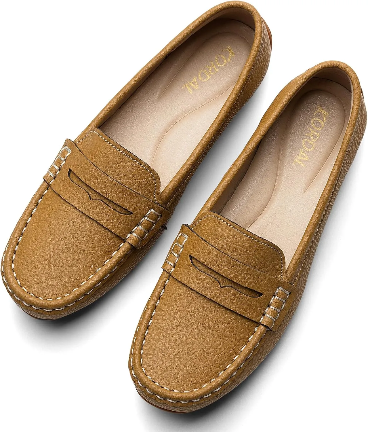 Women's Comfortable & Lightweight Leather Penny Loafers Slip-Ons Cute Business Casual Dress Shoes Work Office Flats Everyday Walking Shoes Driving Mocs for Women