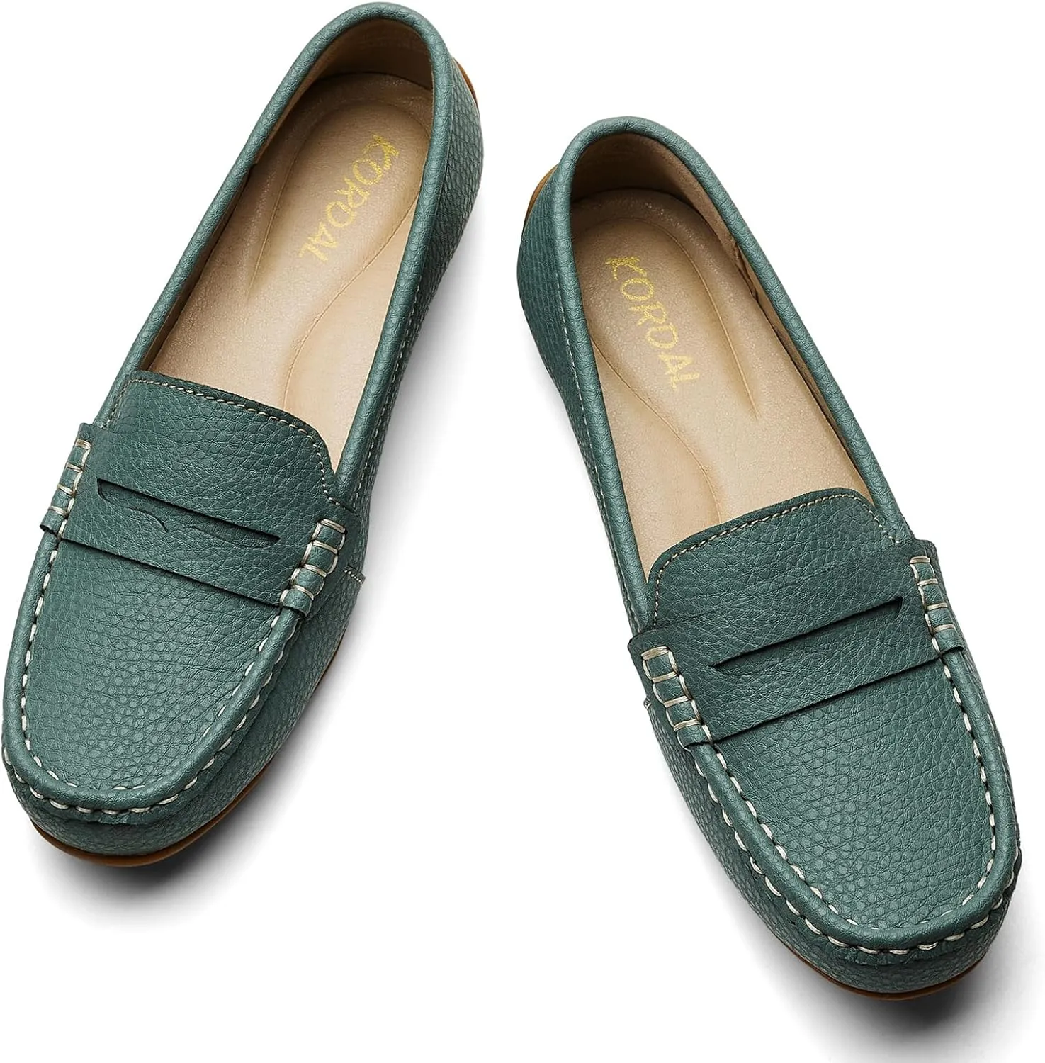 Women's Comfortable & Lightweight Leather Penny Loafers Slip-Ons Cute Business Casual Dress Shoes Work Office Flats Everyday Walking Shoes Driving Mocs for Women