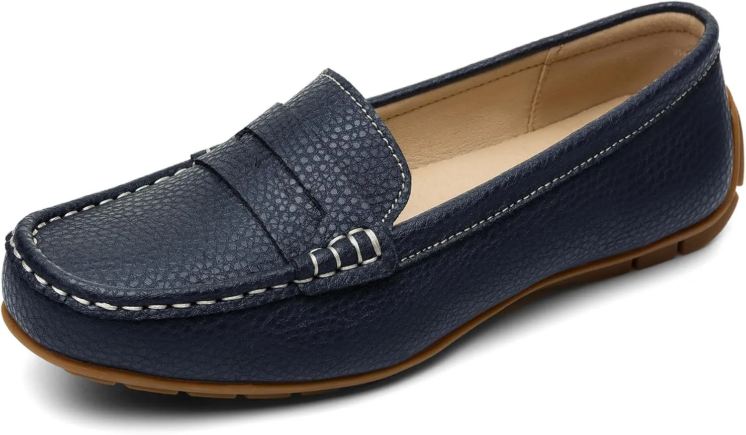 Women's Comfortable & Lightweight Leather Penny Loafers Slip-Ons Cute Business Casual Dress Shoes Work Office Flats Everyday Walking Shoes Driving Mocs for Women
