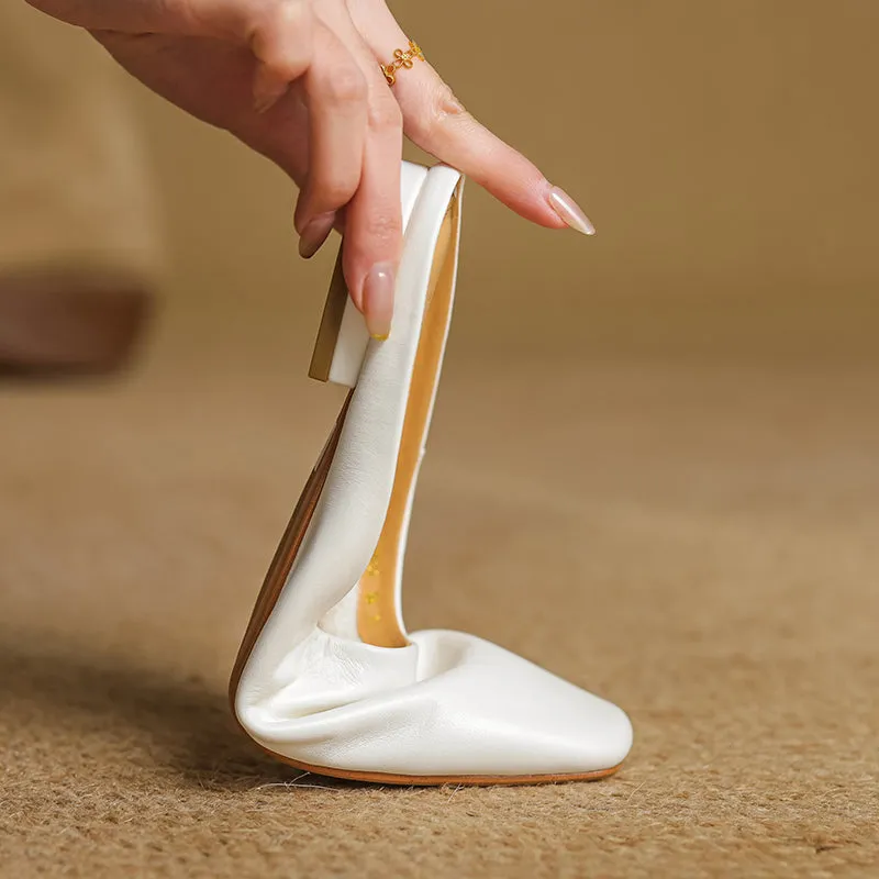 Women's Handmade Leather Minimalist Flat Comfort Mule Shoes