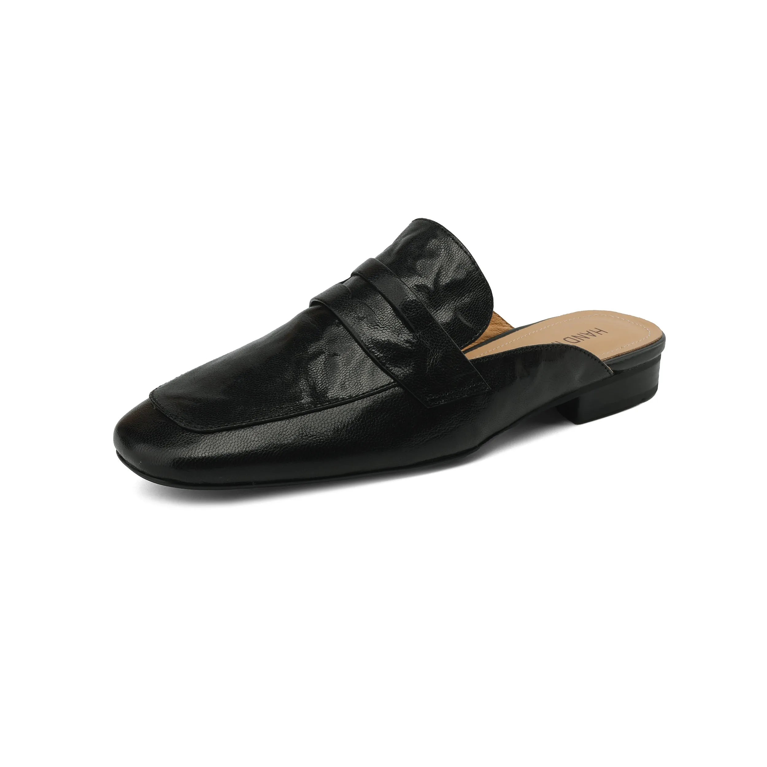 Womens Handmade Vintage Preppy Style Comfort Flat Mule Shoes