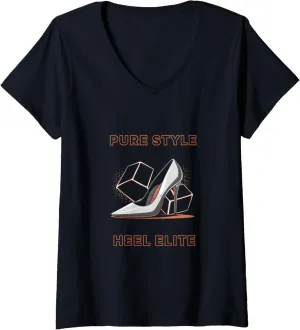 Womens High Heels Pure Style Heel Elite Chic Women Fashion Lovers V-Neck T-Shirt