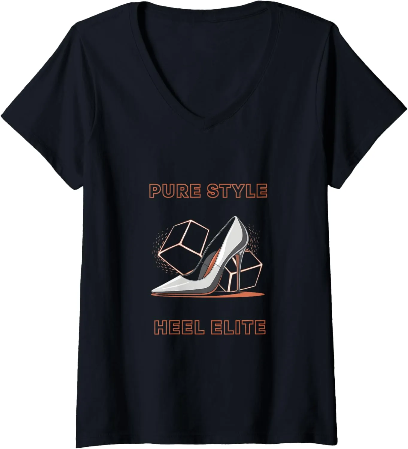 Womens High Heels Pure Style Heel Elite Chic Women Fashion Lovers V-Neck T-Shirt