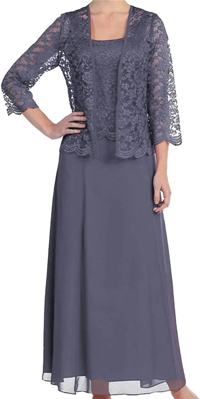 Womens Lace Mother of The Bride Dresses for Wedding Formal Gowns with Jacket