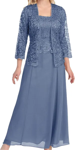 Womens Lace Mother of The Bride Dresses for Wedding Formal Gowns with Jacket