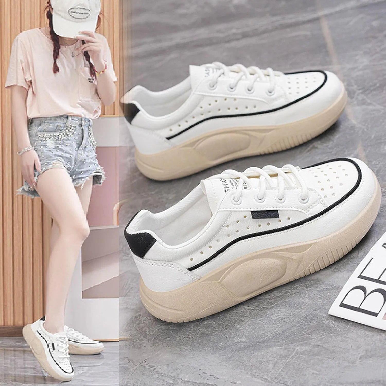Womens Mesh Platform Lace Up Sneakers Fashion Comfortable Increase Height Soft Bottom Walking Tennis Shoes for Most Occasion Casual Shoes